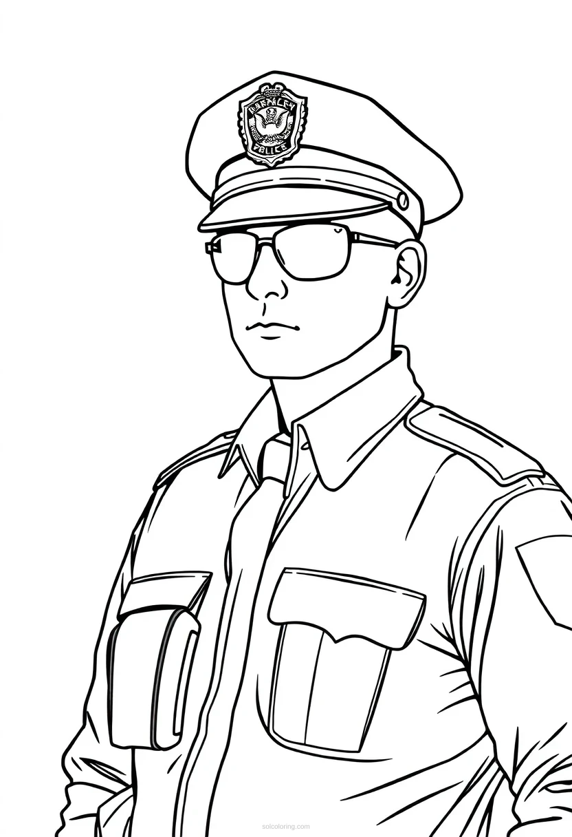 Police Officer coloring page for kids