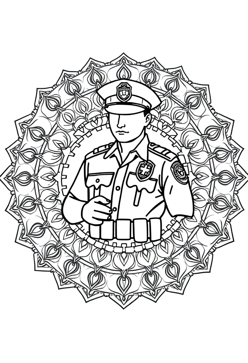 Police Officer coloring page, free printable