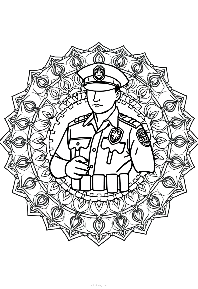 Police Officer coloring page for kids
