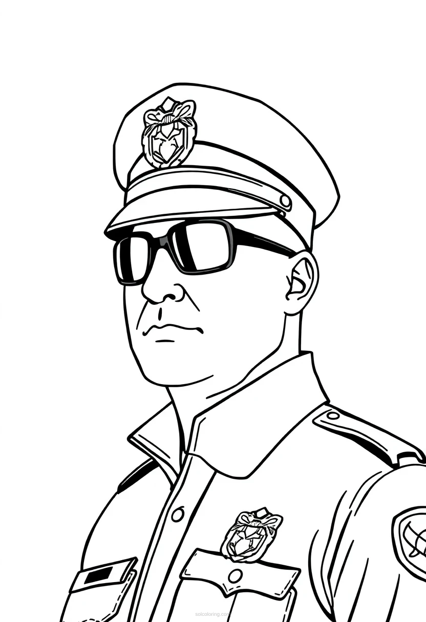 Police Officer coloring page for kids