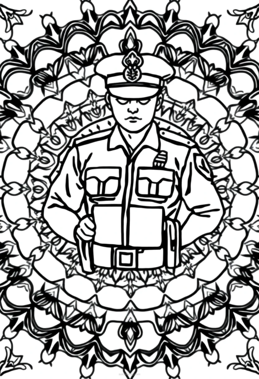 Police Officer coloring page for kids