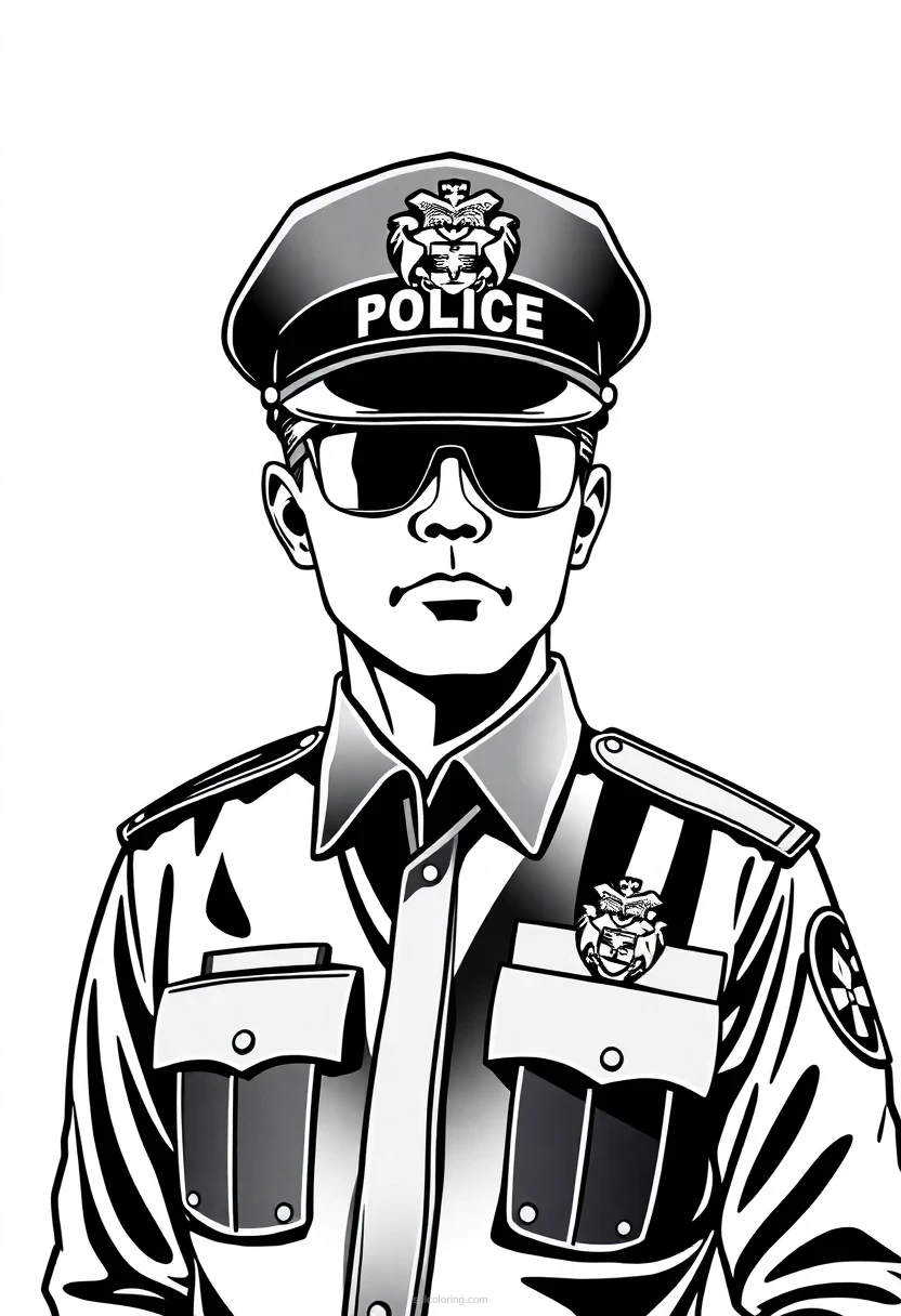 Police Officer coloring page for kids