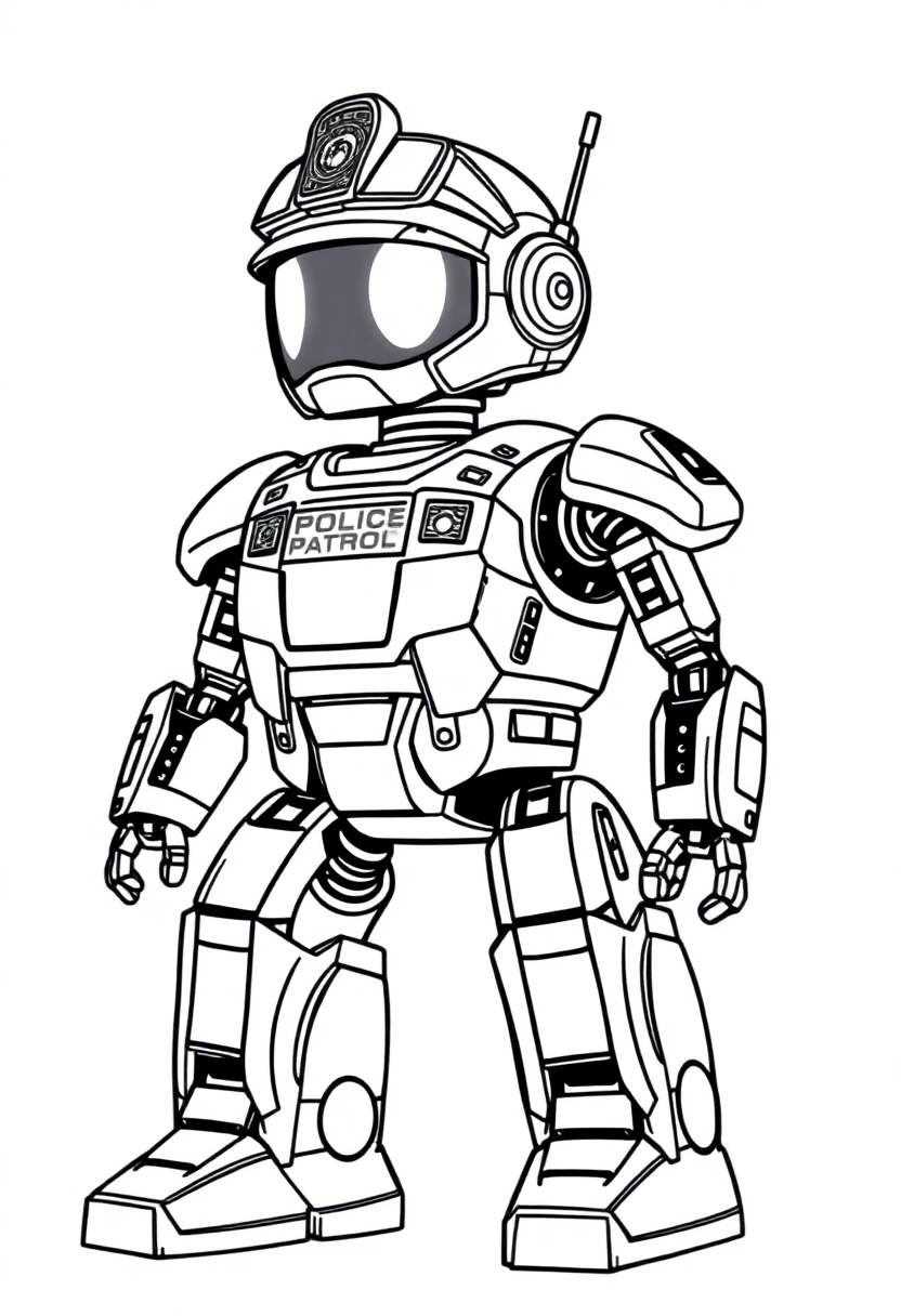 Police Patrol Robot coloring page, free printable