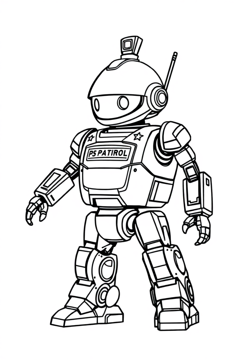 Police Patrol Robot coloring page, free printable