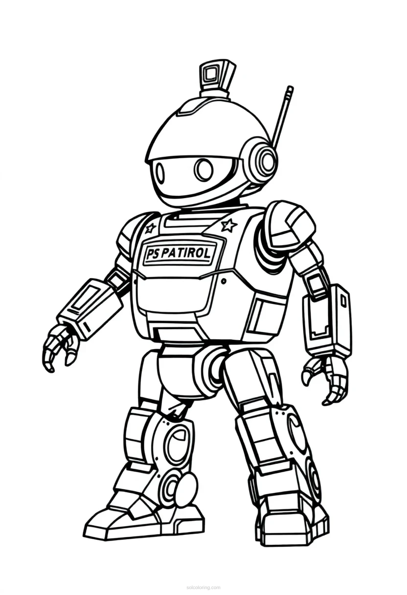 Police Patrol Robot coloring page for kids