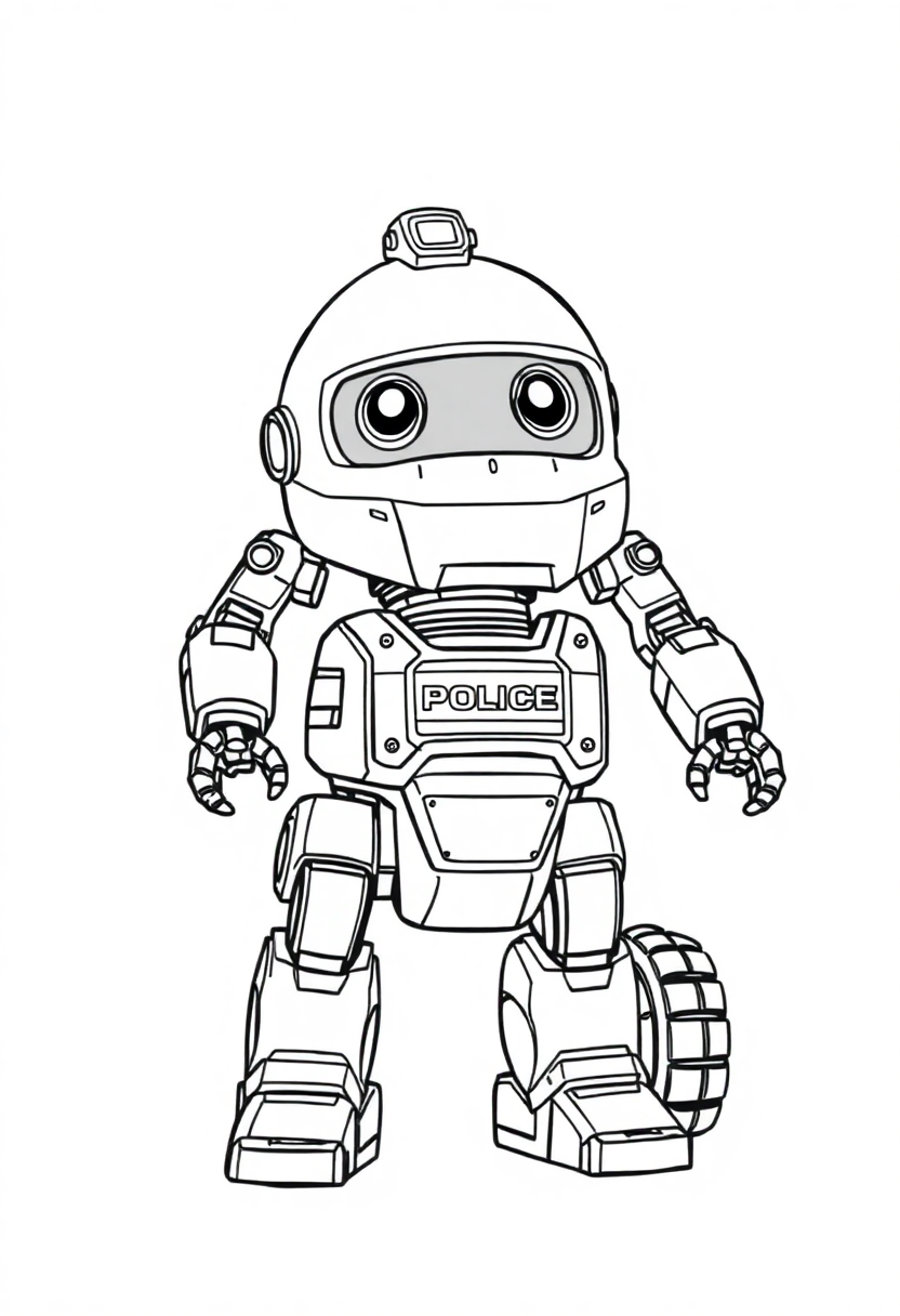 Police Patrol Robot coloring page, free printable