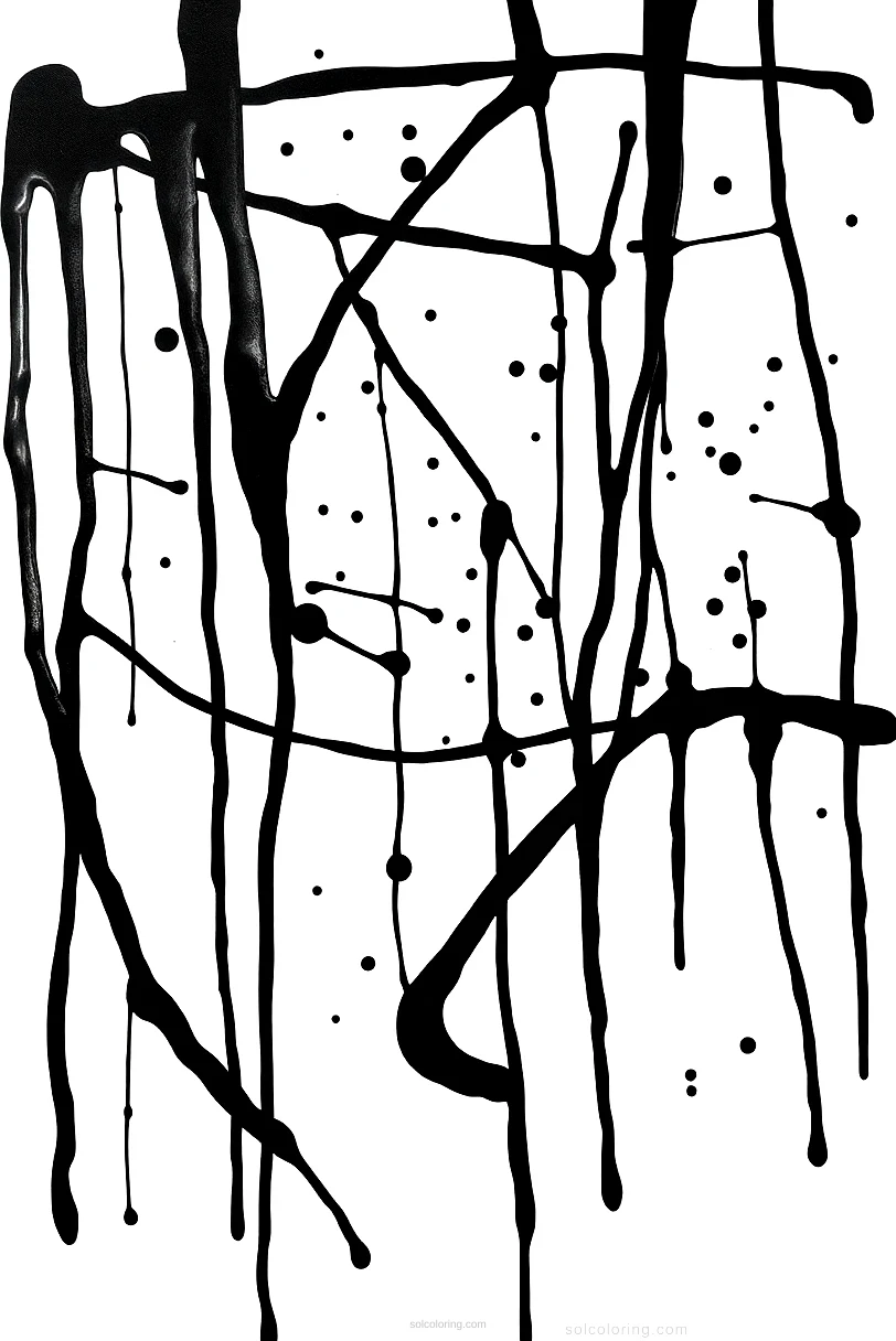 Pollock Drip Painting coloring page for kids
