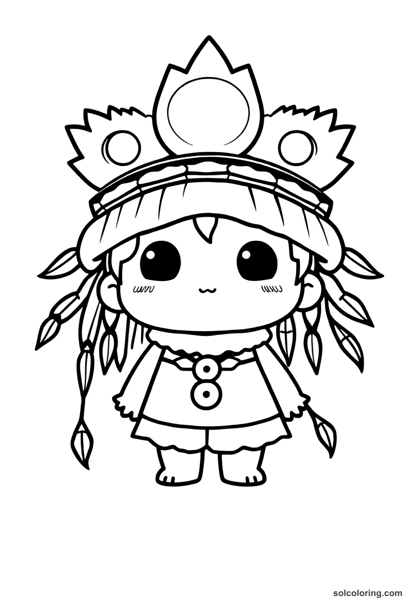 Chibi Polynesian Navigation by Stars coloring page, free printable chibi style