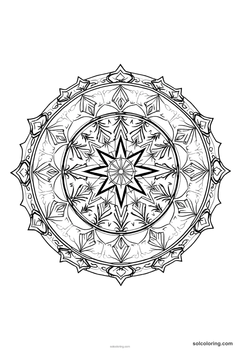 Mandala Polynesian Navigation by Stars mandala coloring page for kids