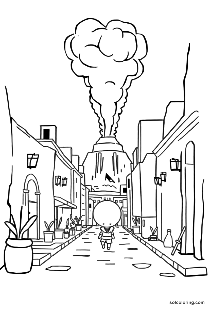 Chibi Pompeii Street Scene Before the Eruption