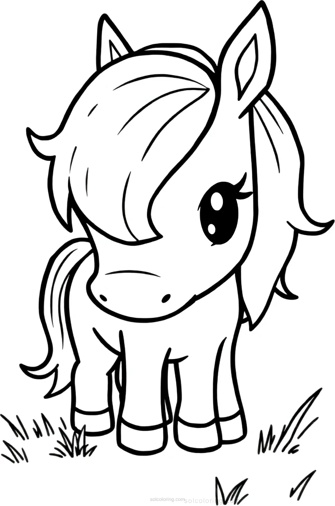 Pony Grazing coloring page for kids