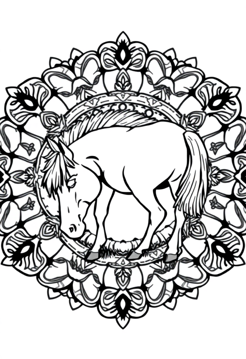 Pony Grazing coloring page, free printable
