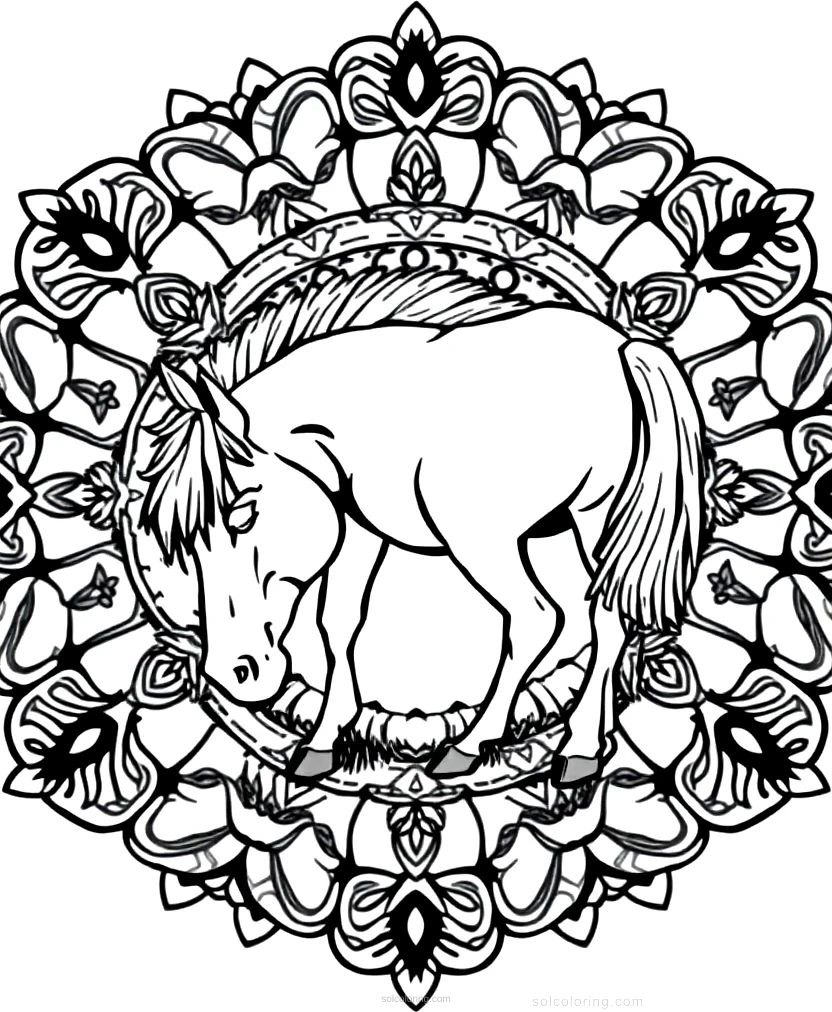 Pony Grazing coloring page for kids