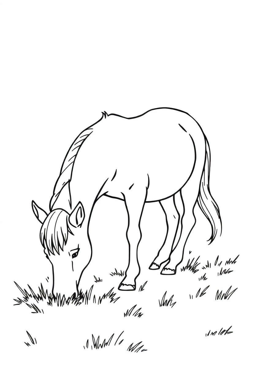 Pony Grazing coloring page, free printable