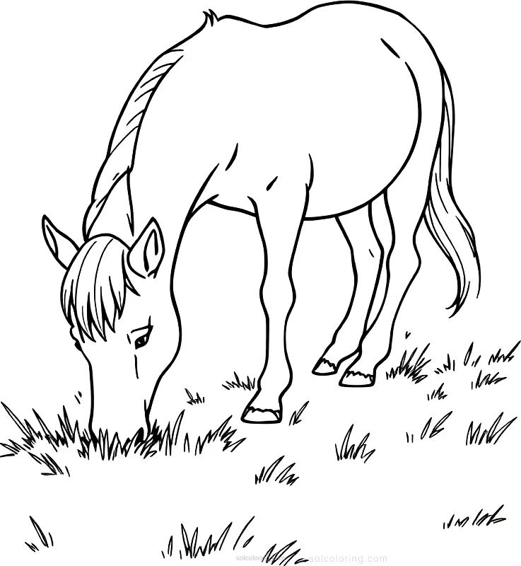 Pony Grazing coloring page for kids