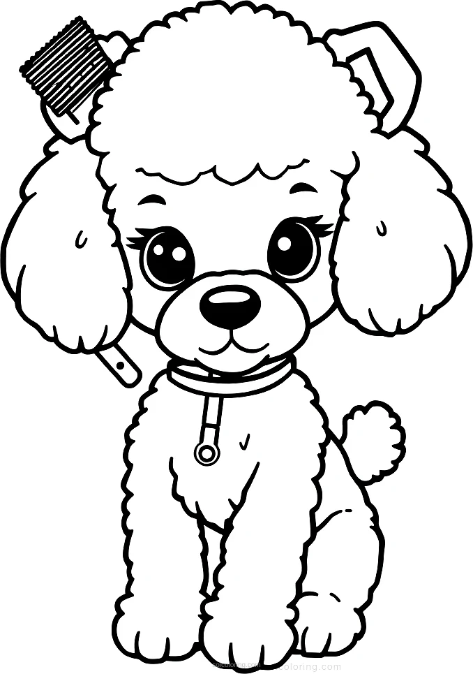 Poodle Getting Groomed coloring page for kids