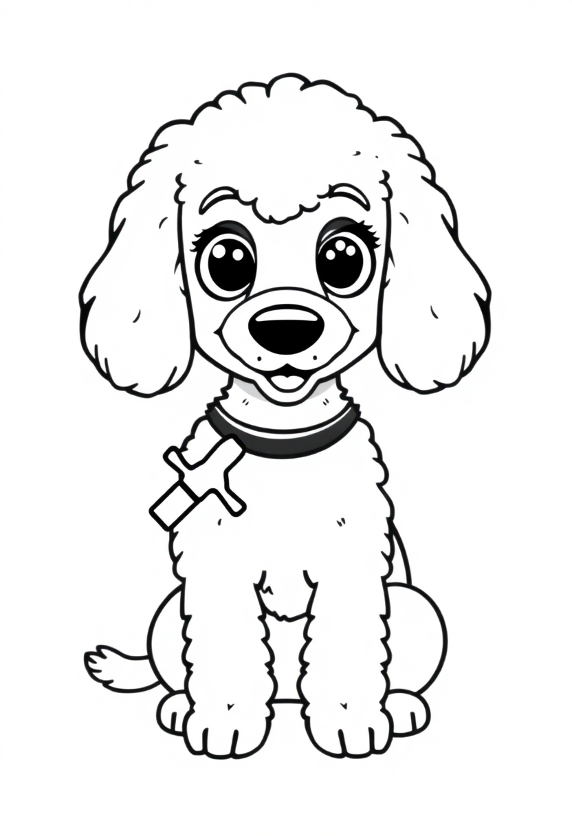 Poodle Getting Groomed coloring page, free printable