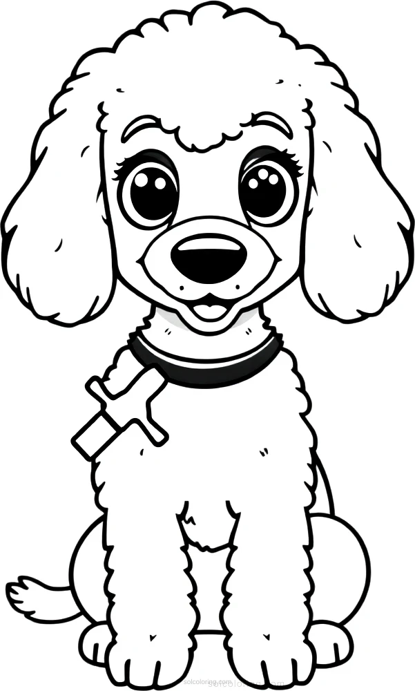 Poodle Getting Groomed coloring page for kids