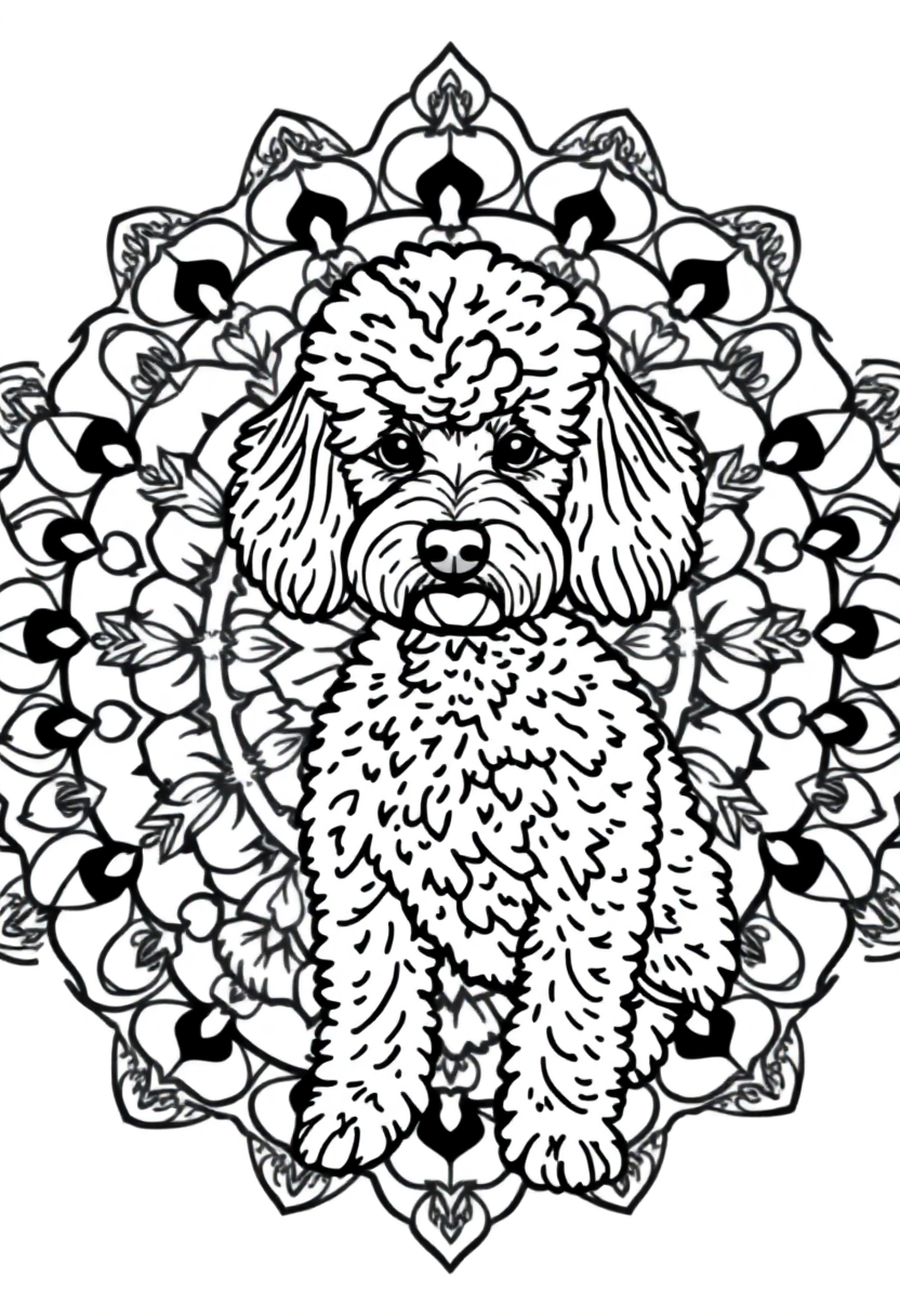 Poodle Getting Groomed coloring page, free printable