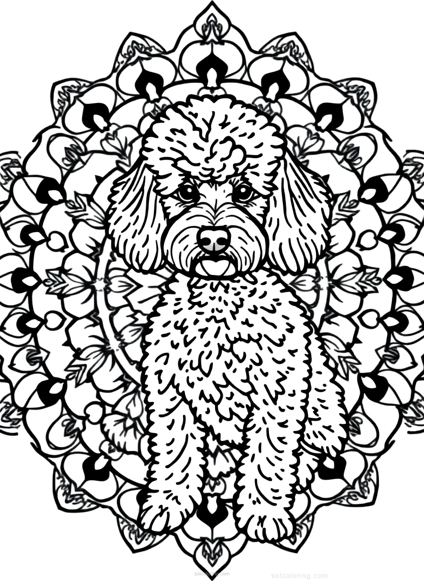 Poodle Getting Groomed coloring page for kids