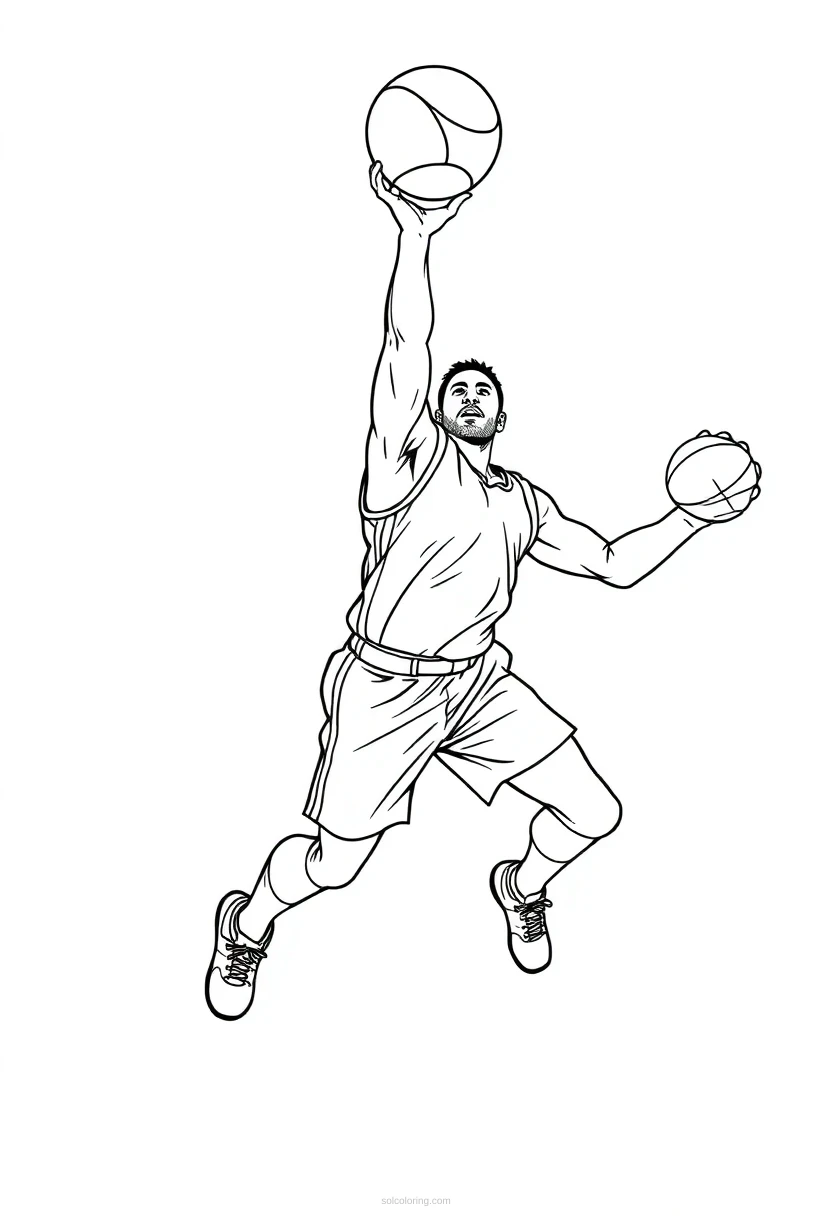 Power Forward Rebounding coloring page for kids