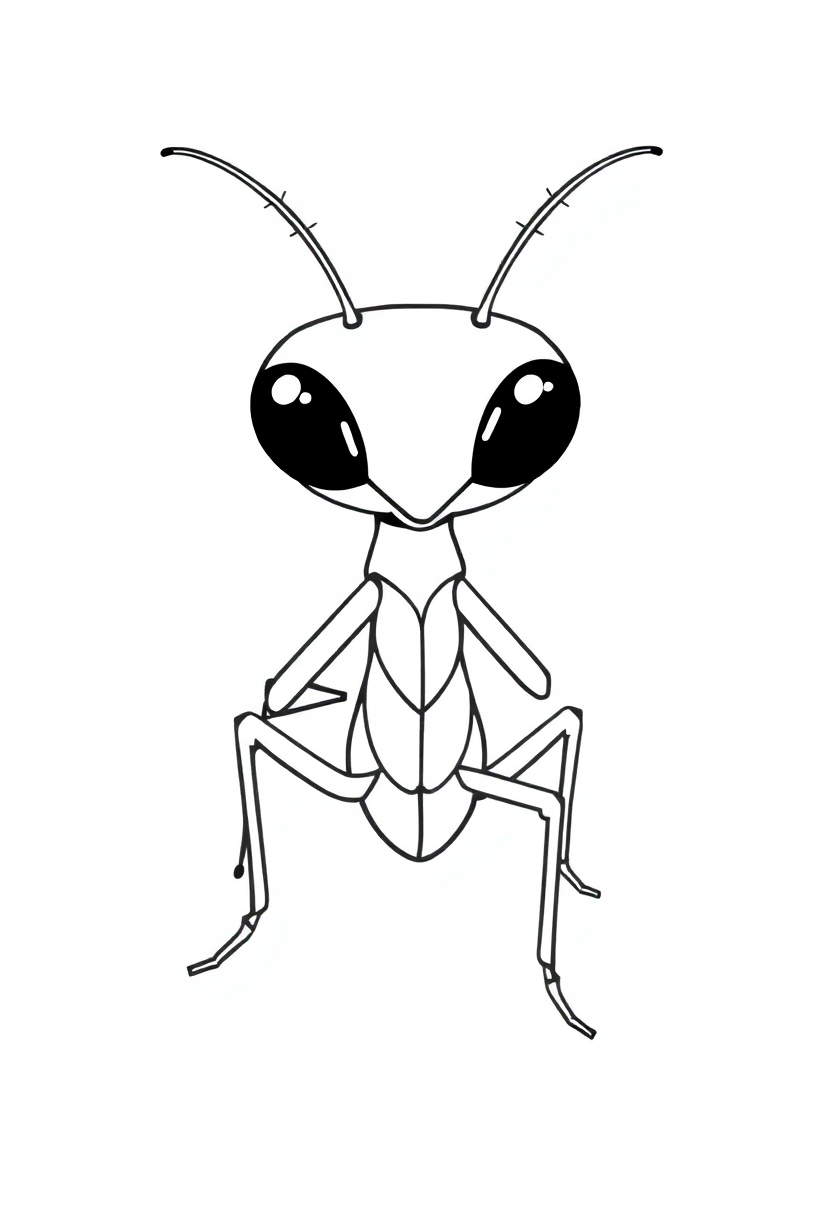 Praying Mantis coloring page, free printable standard style for kids and adults