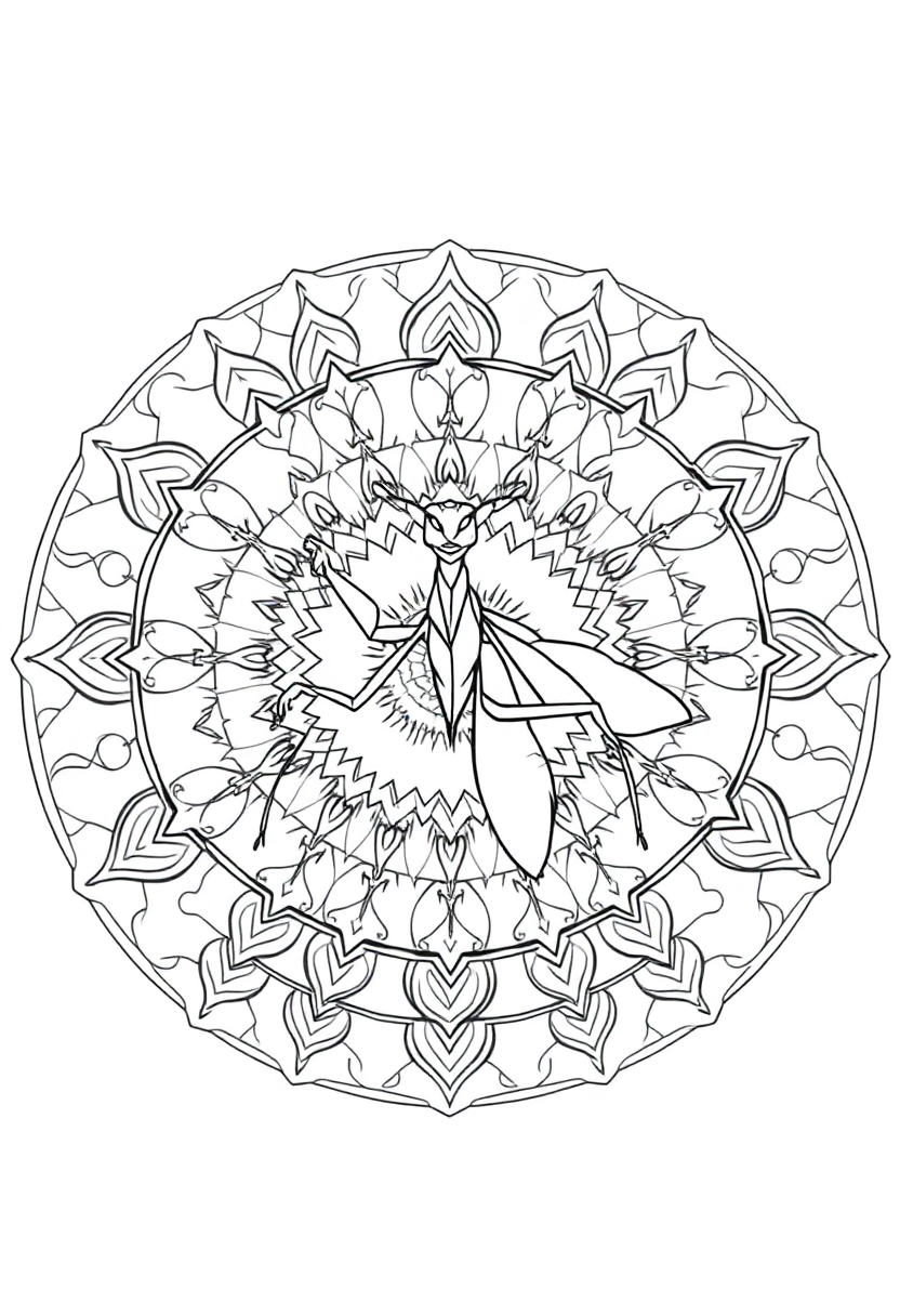 Praying Mantis coloring page, free printable