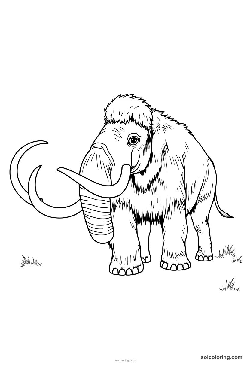 Prehistoric Woolly Mammoth Hunt coloring pages