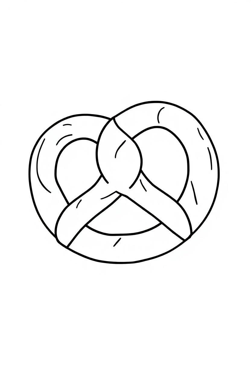 Pretzel coloring page, free printable