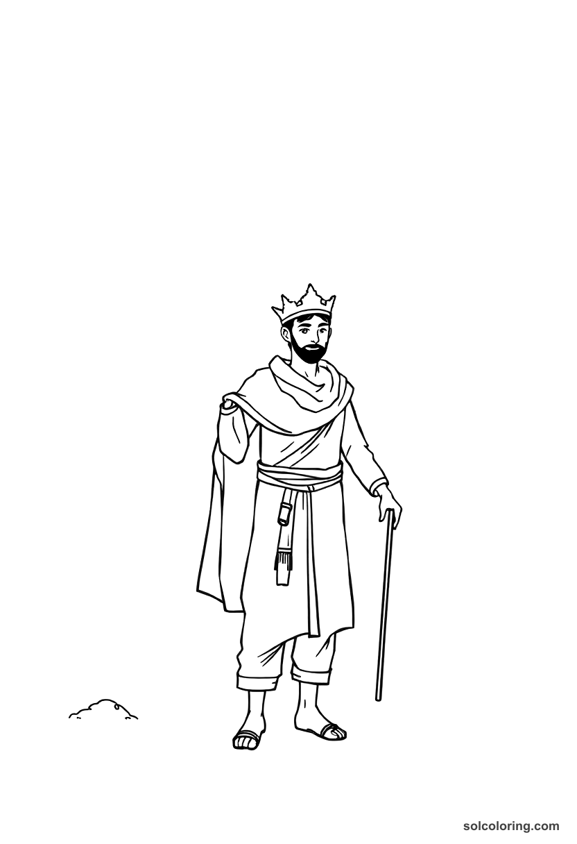 Simple Prince Agib wandering after his ship sinks coloring page, free printable simple style