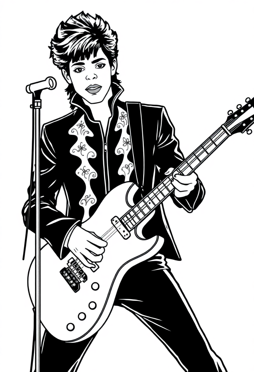 Prince with Guitar coloring page, free printable