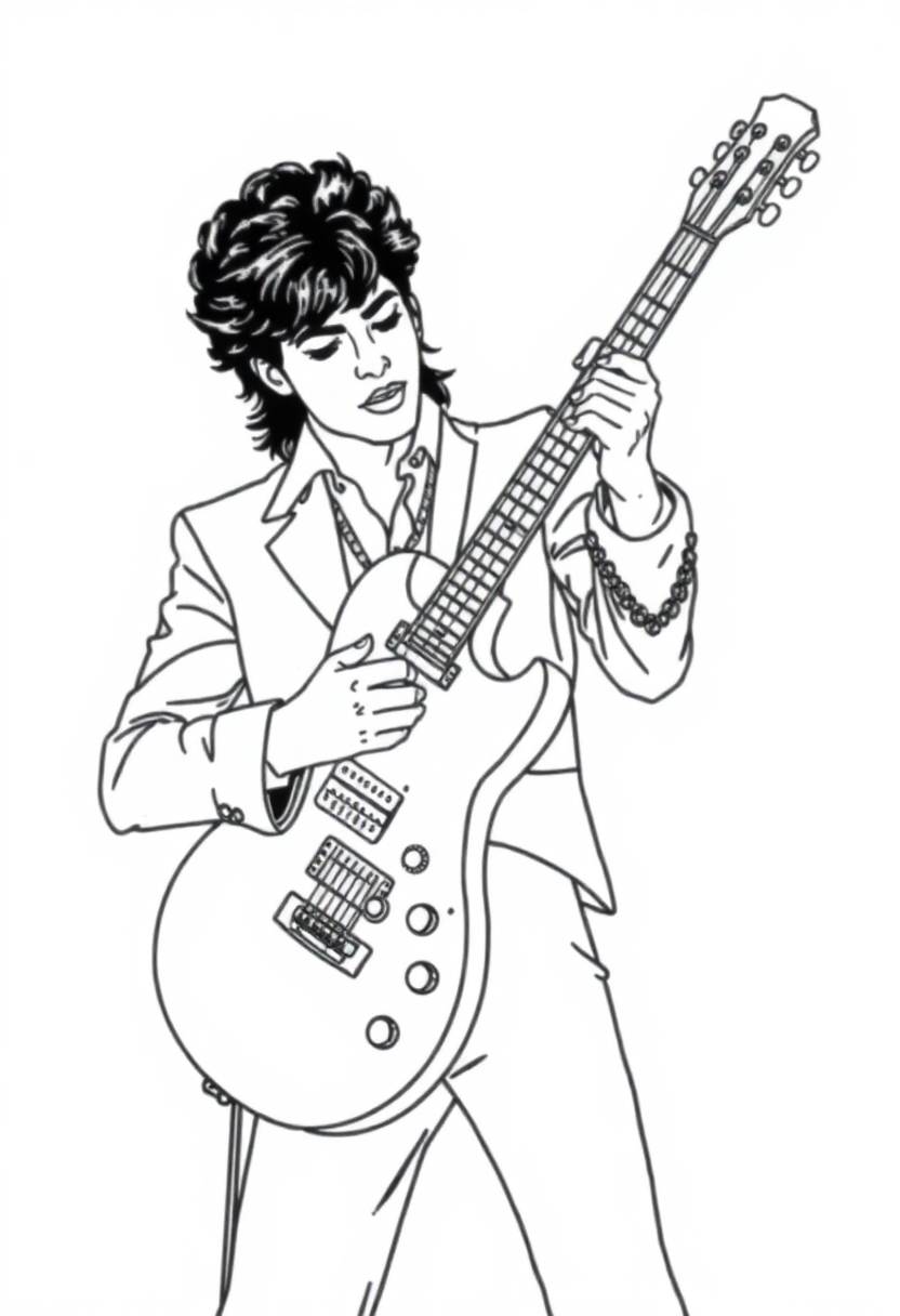Prince with Guitar coloring page, free printable