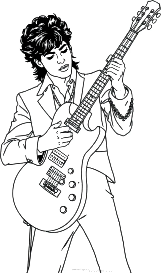 Prince with Guitar coloring page for kids