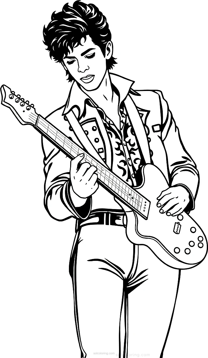Prince with Guitar coloring page for kids