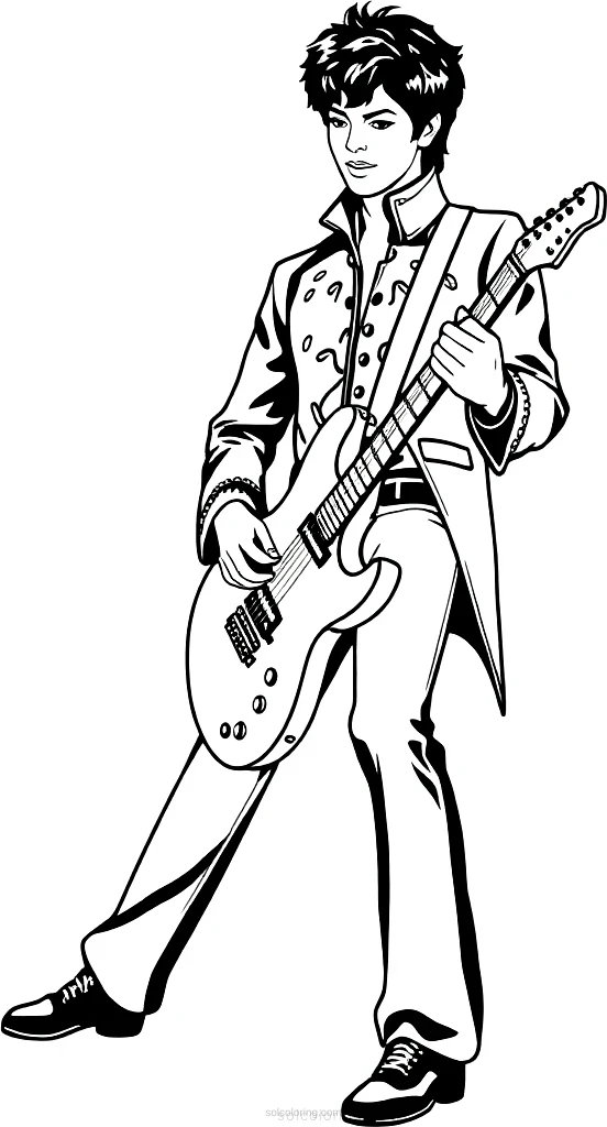 Prince with Guitar coloring page for kids
