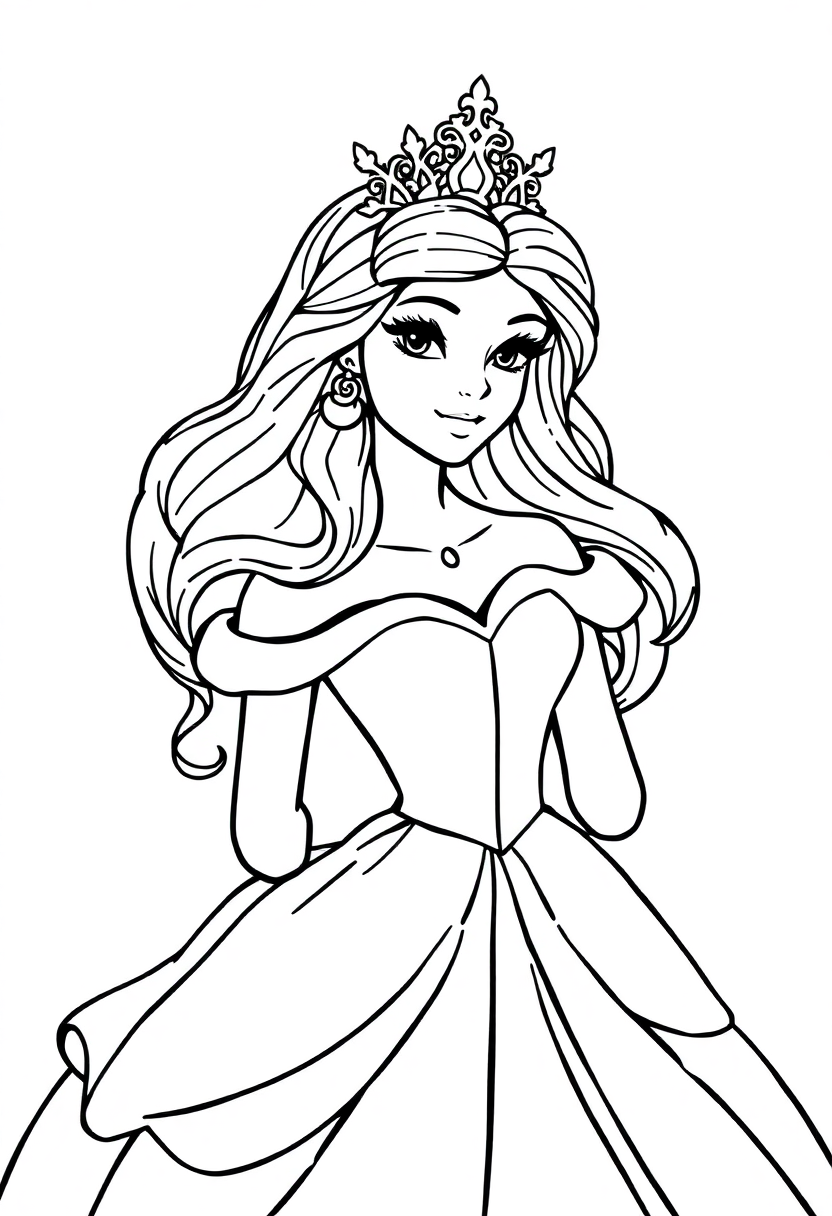 Princess coloring page, free printable