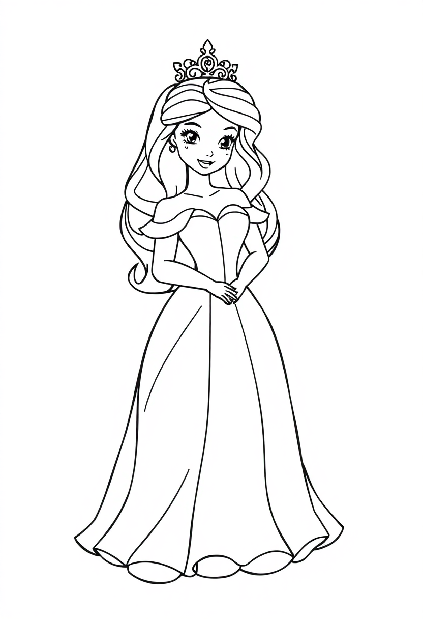 Princess coloring page, free printable