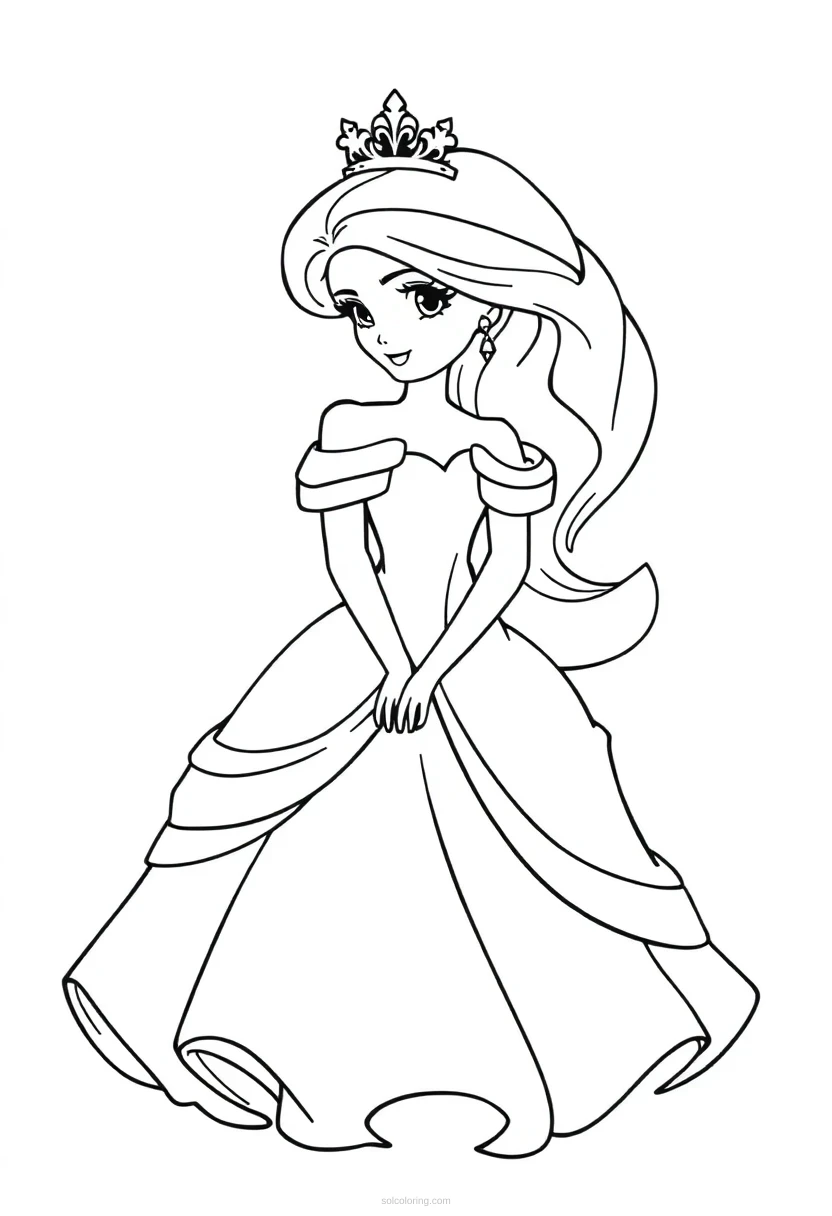 Princess Detailed coloring page for kids