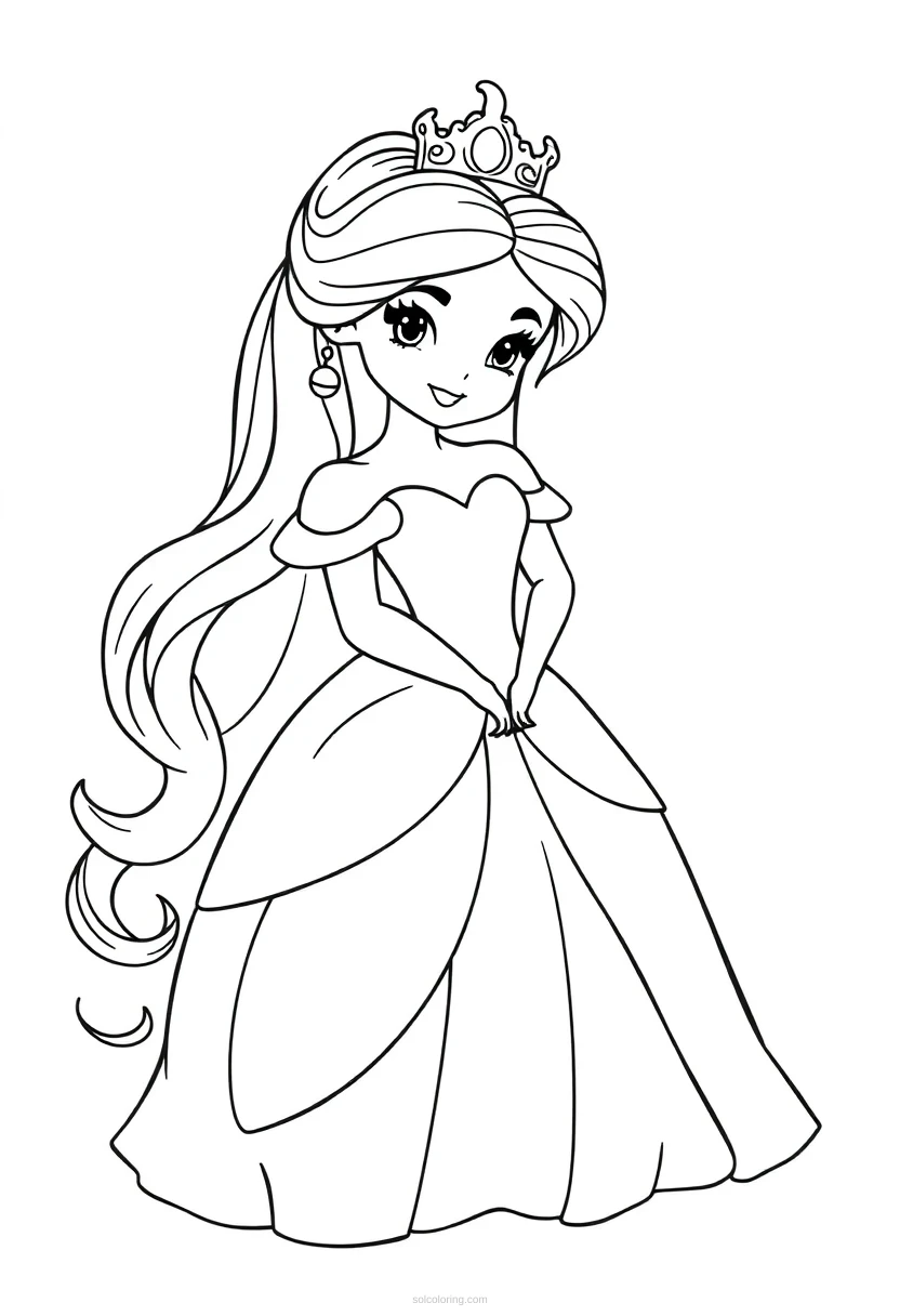 Princess Detailed coloring page for kids
