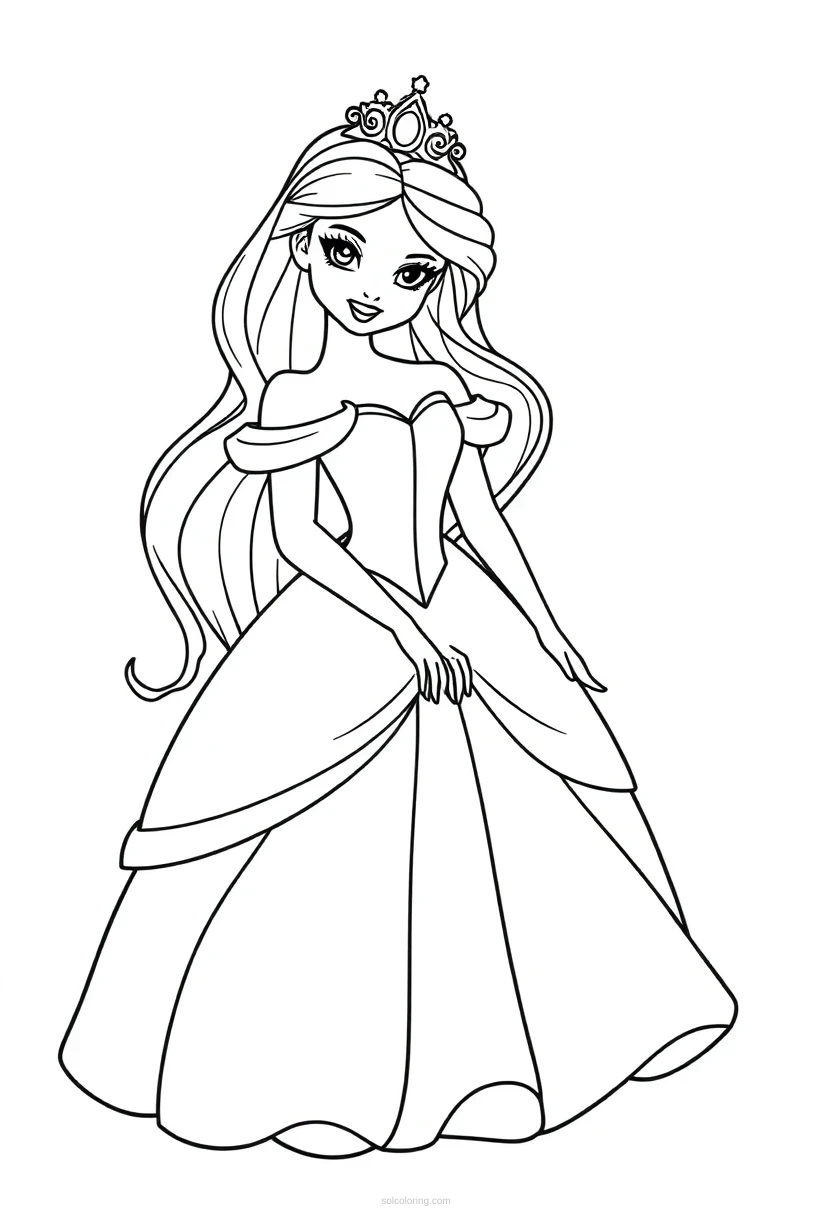 Princess Detailed coloring page for kids