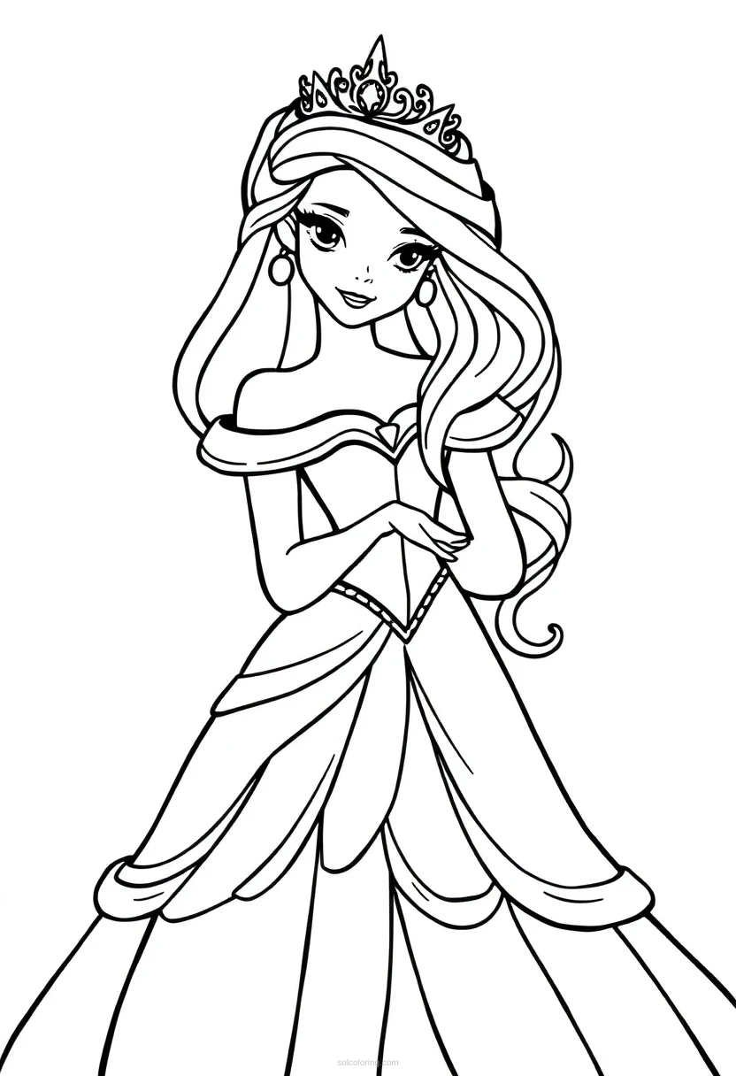 Princess Detailed coloring page for kids