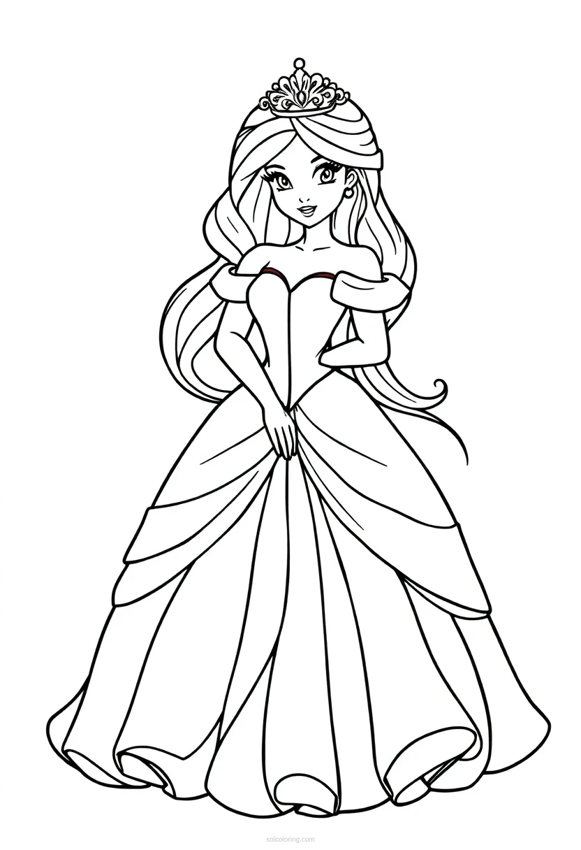 Princess Detailed coloring page for kids