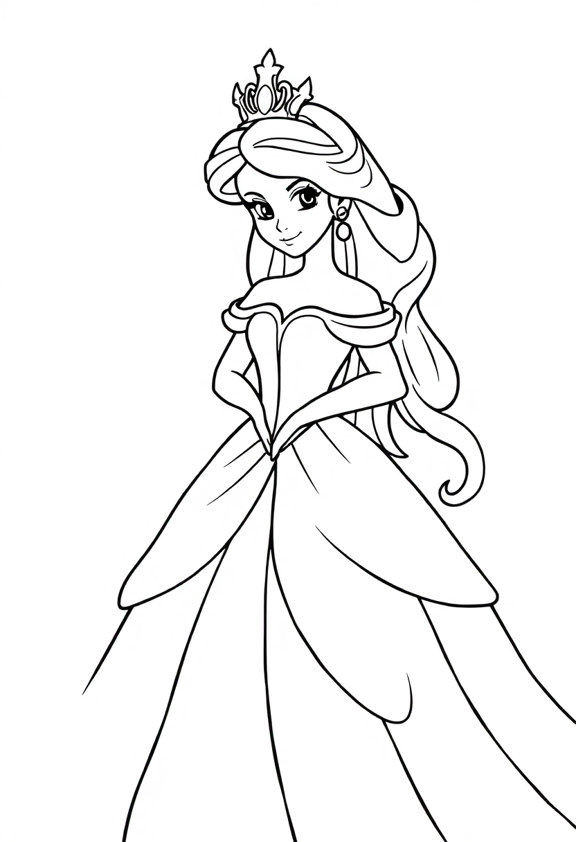 Princess coloring page, free printable