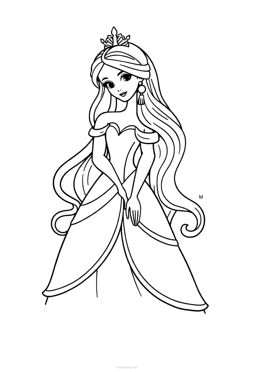 Princess Mandala coloring page for kids