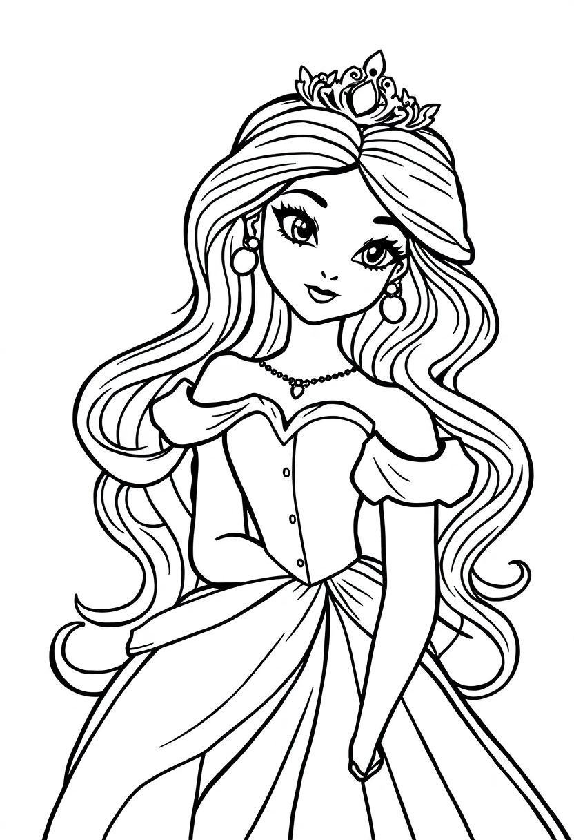 Princess coloring page, free printable