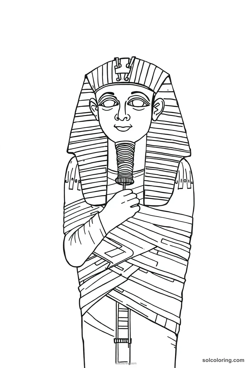 Ptah Wrapped in Mummy Linen detailed coloring page for kids