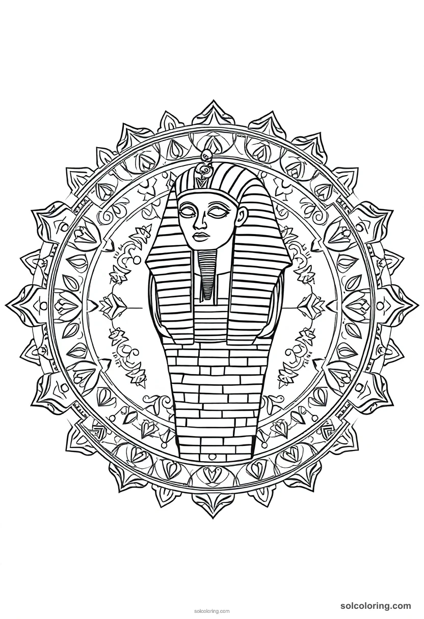 Mandala Ptah Wrapped in Mummy Linen mandala coloring page for kids