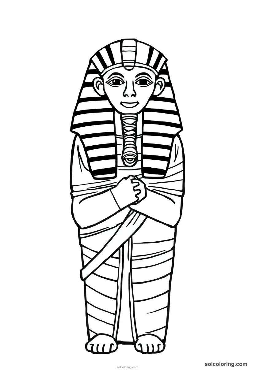 Simple Ptah Wrapped in Mummy Linen simple coloring page for kids