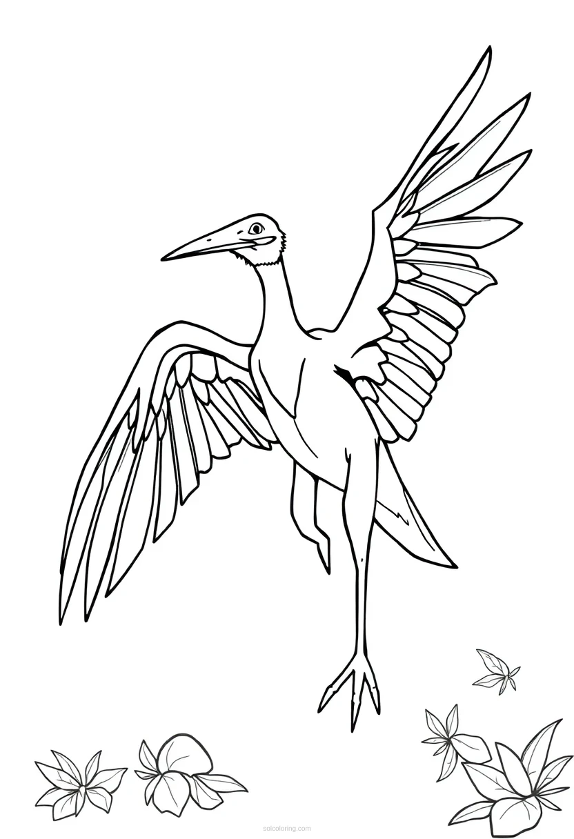 Pterodactyl coloring page for kids