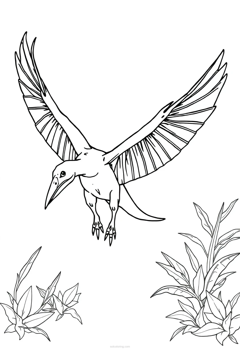 Pterodactyl coloring page for kids